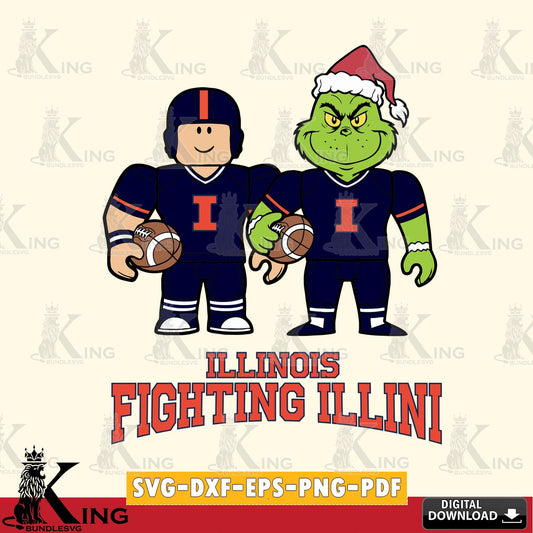 Illinois Fighting Illini Roblox & Grinch Football SVG file , NCAA Cricut,  File cut , Digital Download , PDF File