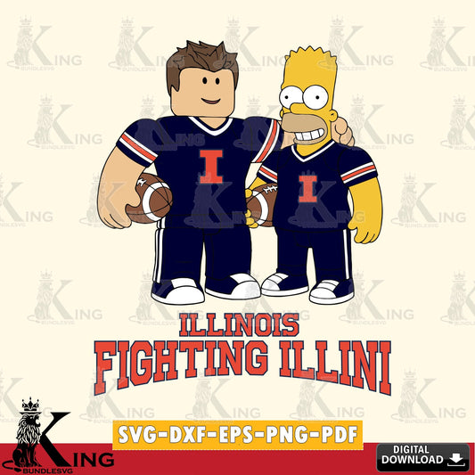 Illinois Fighting Illini Roblox & Homer Simpson Football SVG file , NCAA Cricut,  File cut , Digital Download , PDF File
