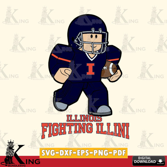 Illinois Fighting Illini Roblox Player Rugby SVG file , NCAA Cricut,  File cut , Digital Download , PDF File