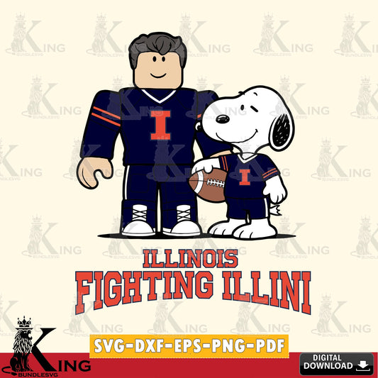 Illinois Fighting Illini Roblox & Snoopy Football SVG file , NCAA Cricut,  File cut , Digital Download , PDF File