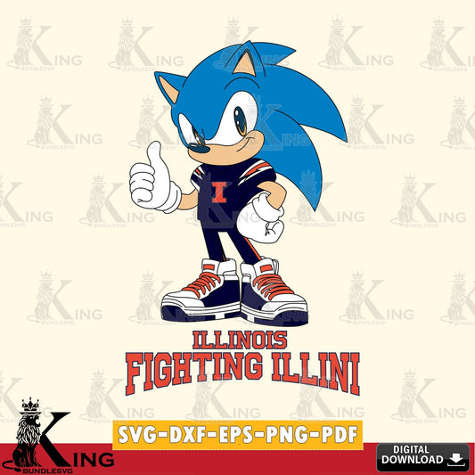 Custom design featuring Illinois Fighting Illini Sonic Like Football, versatile clip art for stickers, decals, and mugs