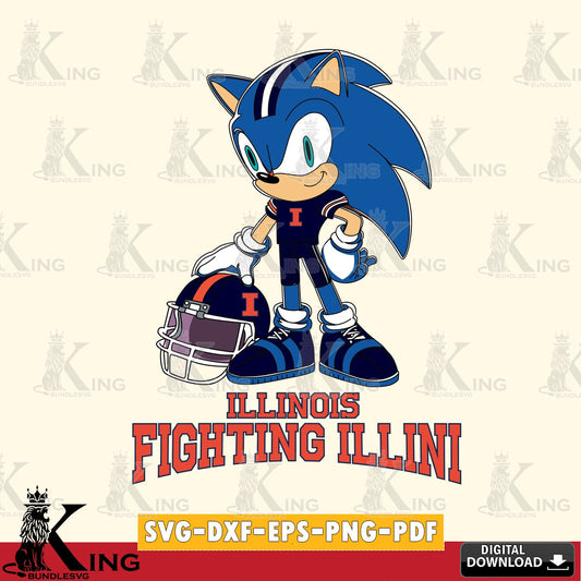 Creative design featuring the Illinois Fighting Illini Sonic Player Football SVG cut file for personalized gifts and laser