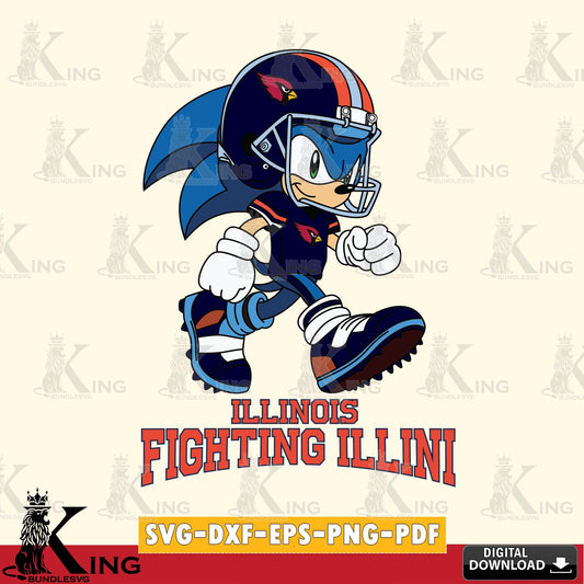Illinois Fighting Illini Sonic Ready Football SVG file, Vector , Digital Download , PDF File , Instant Download