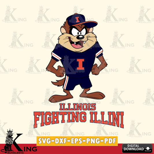 Illinois Fighting Illini Taz Standing Pose SVG file, Cut file  , Digital Download , Instant Download, Taz svg, NCAA svg