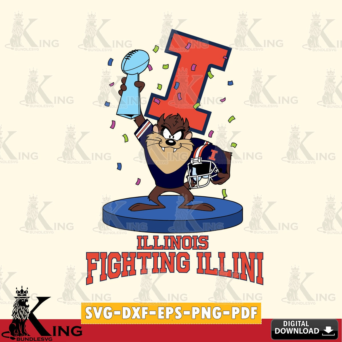 Illinois Fighting Illini Taz Trophy Podium SVG file, Cut file  , Digital Download , Instant Download, Taz svg, NCAA svg