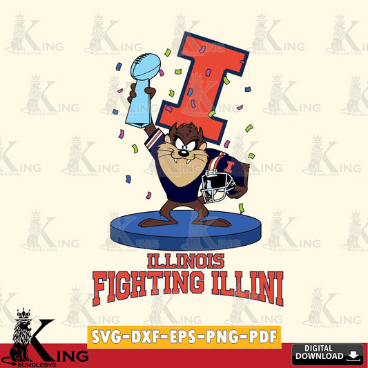 Illinois Fighting Illini Taz Trophy Podium SVG file, Cut file  , Digital Download , Instant Download, Taz svg, NCAA svg