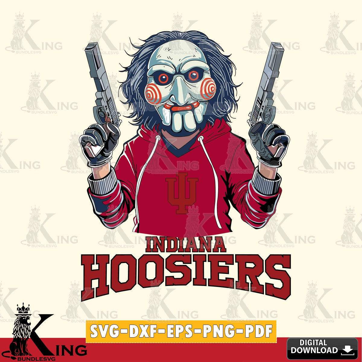 Unique artwork depicting Indiana Hoosiers Jigsaw Billy Football, versatile clip art for stickers, decals, and mugs.