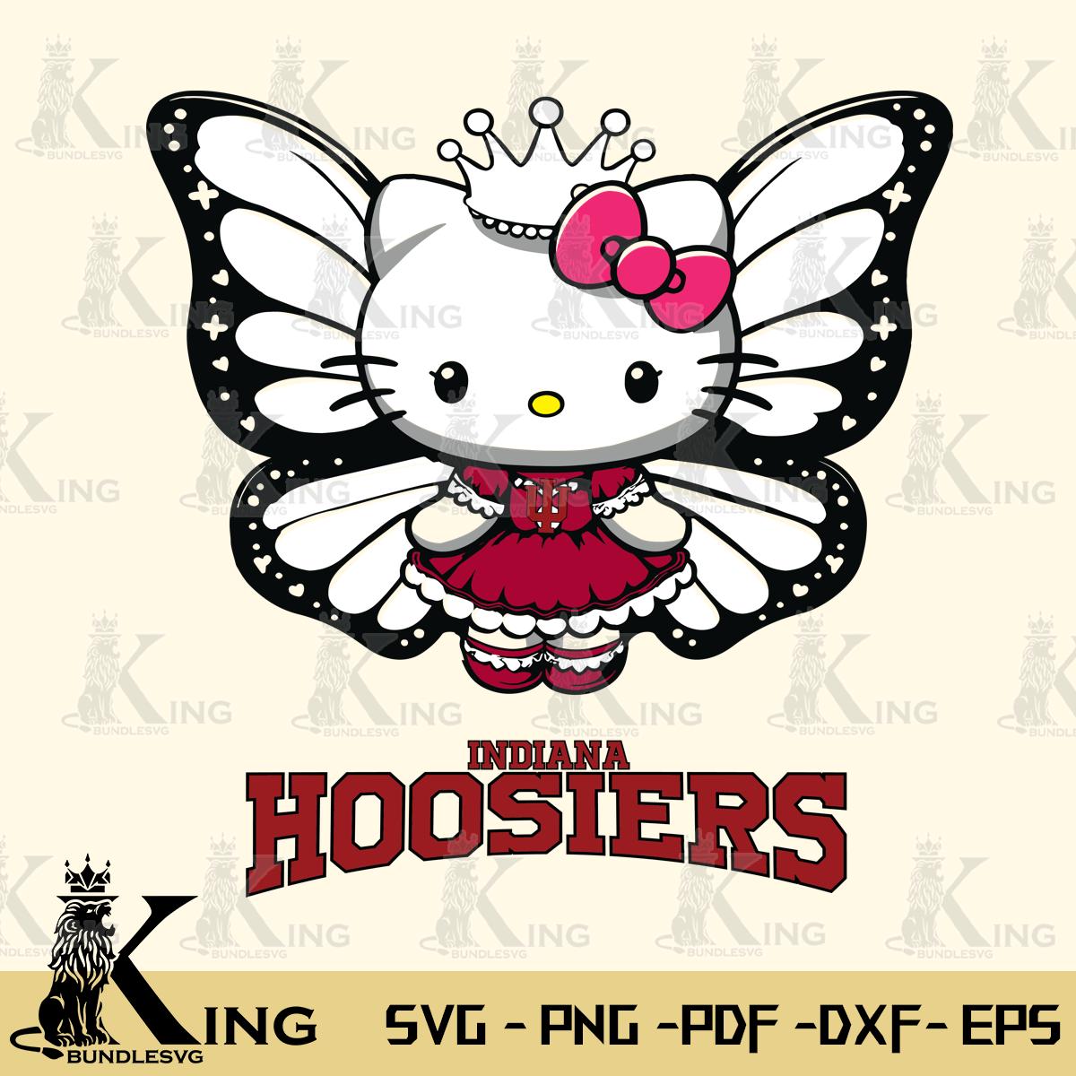 Indiana Hoosiers Kitty Wings & Flowers Svg Eps Dxf Png File, Digital Download