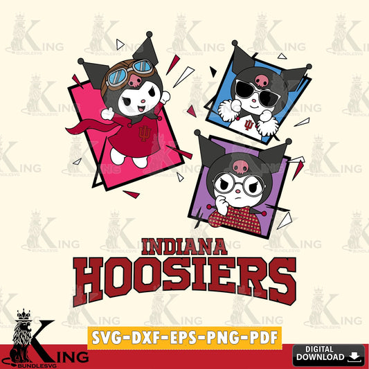 Indiana Hoosiers Kuromi Action Football SVG file, Cricut, Cut file  , Digital Download , Instant Download, Sanrio svg, Clipart