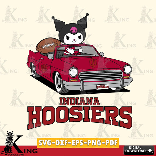 Indiana Hoosiers Kuromi Car Football Game SVG file, Cricut, Cut file  , Digital Download , Instant Download, Sanrio svg, Clipart