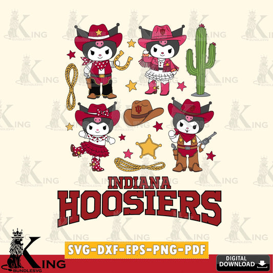 Indiana Hoosiers Kuromi Cowboy Western SVG file, Cricut, Cut file  , Digital Download , Instant Download, Sanrio svg, Clipart