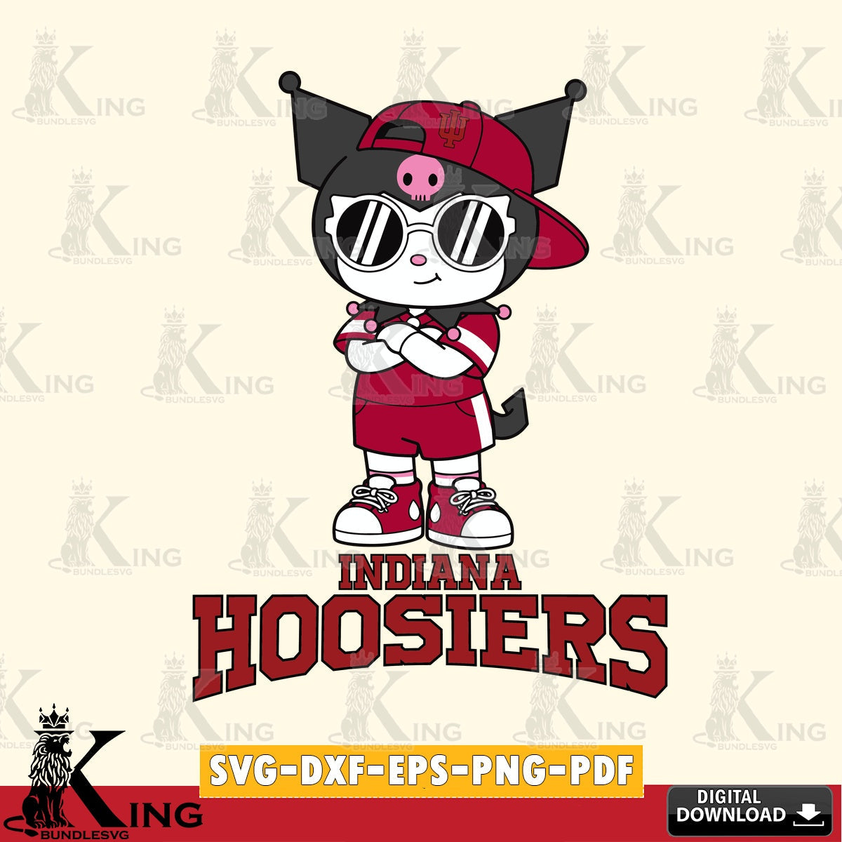 Indiana Hoosiers Kuromi Football Jersey SVG file, Cricut, Cut file  , Digital Download , Instant Download, Sanrio svg, Clipart