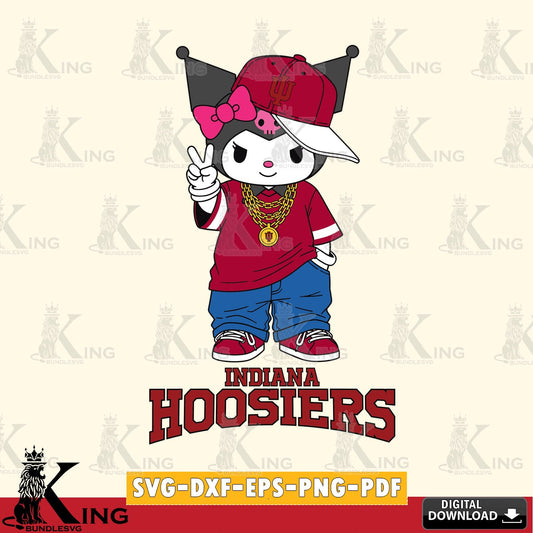 Indiana Hoosiers Kuromi Streetwear Style SVG file, Cricut, Cut file  , Digital Download , Instant Download, Sanrio svg, Clipart