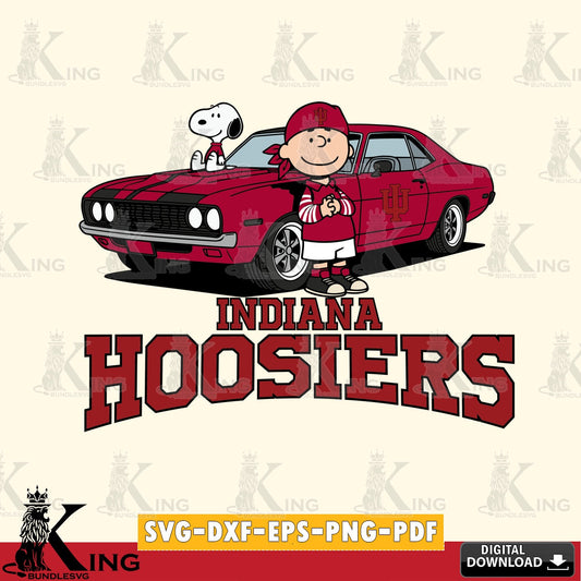 Indiana Hoosiers Peanuts Muscle Car SVG, Cricut, Cut file  , Digital Download , Instant Download, Peanuts svg, NCAA svg, Football svg, Sport svg