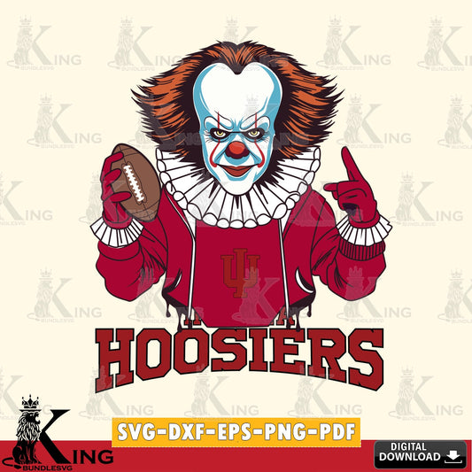 Detailed illustration of an Indiana Hoosiers Pennywise football player, a digital clipart compatible with laser engraving and