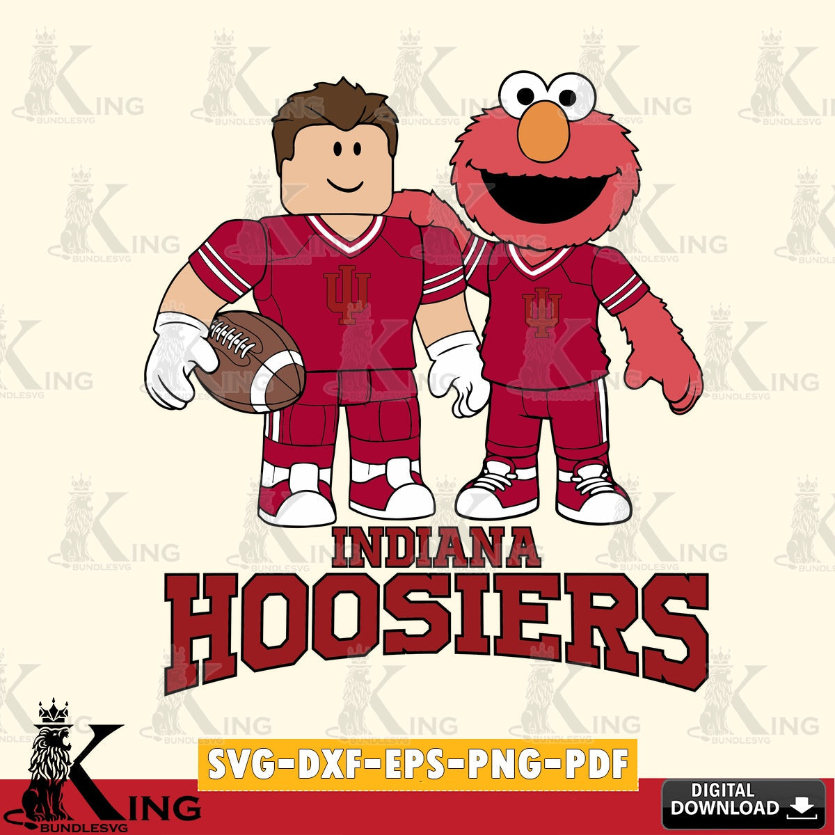 Indiana Hoosiers Roblox & Elmo Football SVG file , NCAA Cricut,  File cut , Digital Download , PDF File