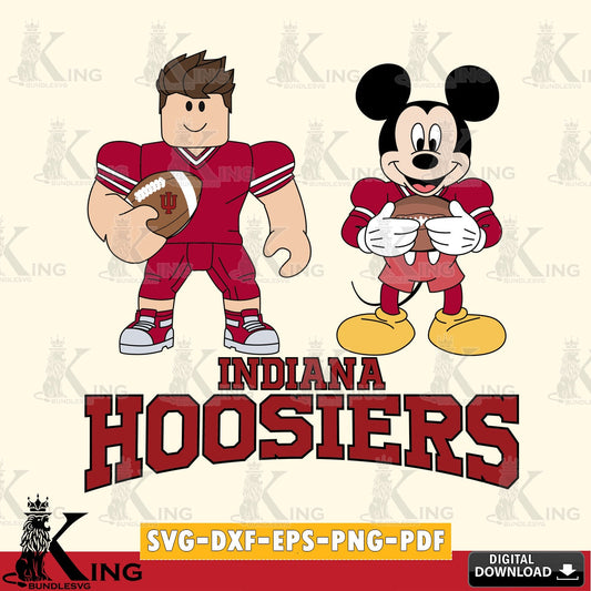 Indiana Hoosiers Roblox & Mickey Football SVG file , NCAA Cricut,  File cut , Digital Download , PDF File