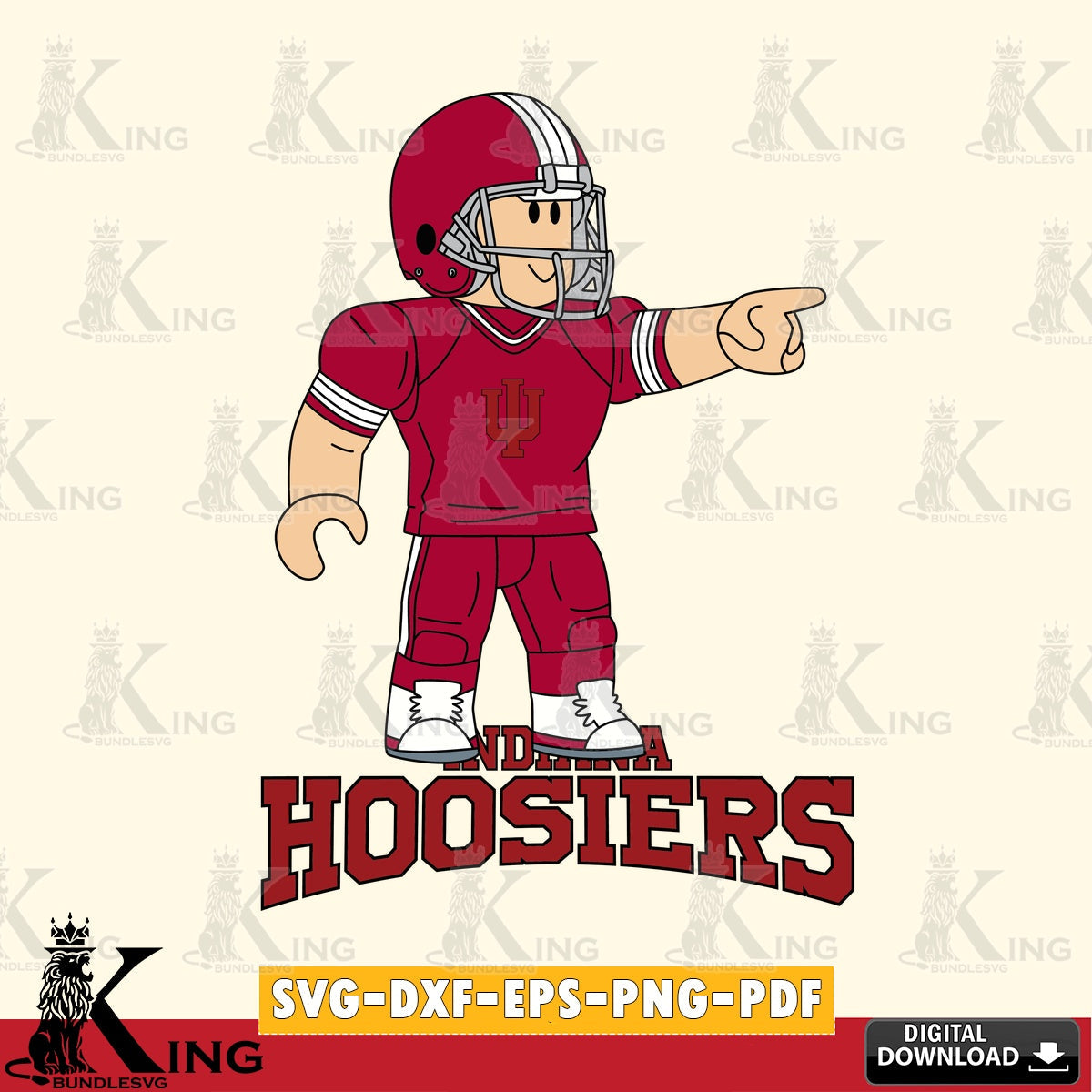 Indiana Hoosiers Roblox Player Football SVG file , NCAA Cricut,  File cut , Digital Download , PDF File