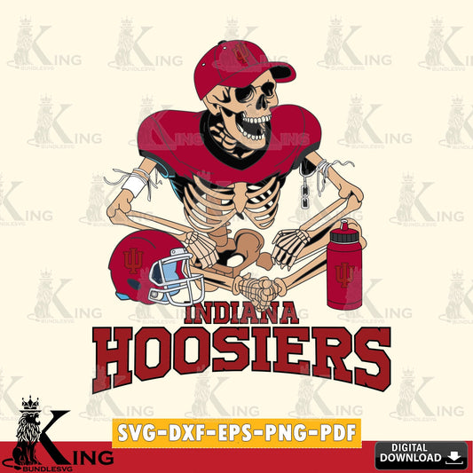 Artistic drawing of Indiana Hoosiers skeleton player football, a digital file for silhouette cameo and cricut projects.