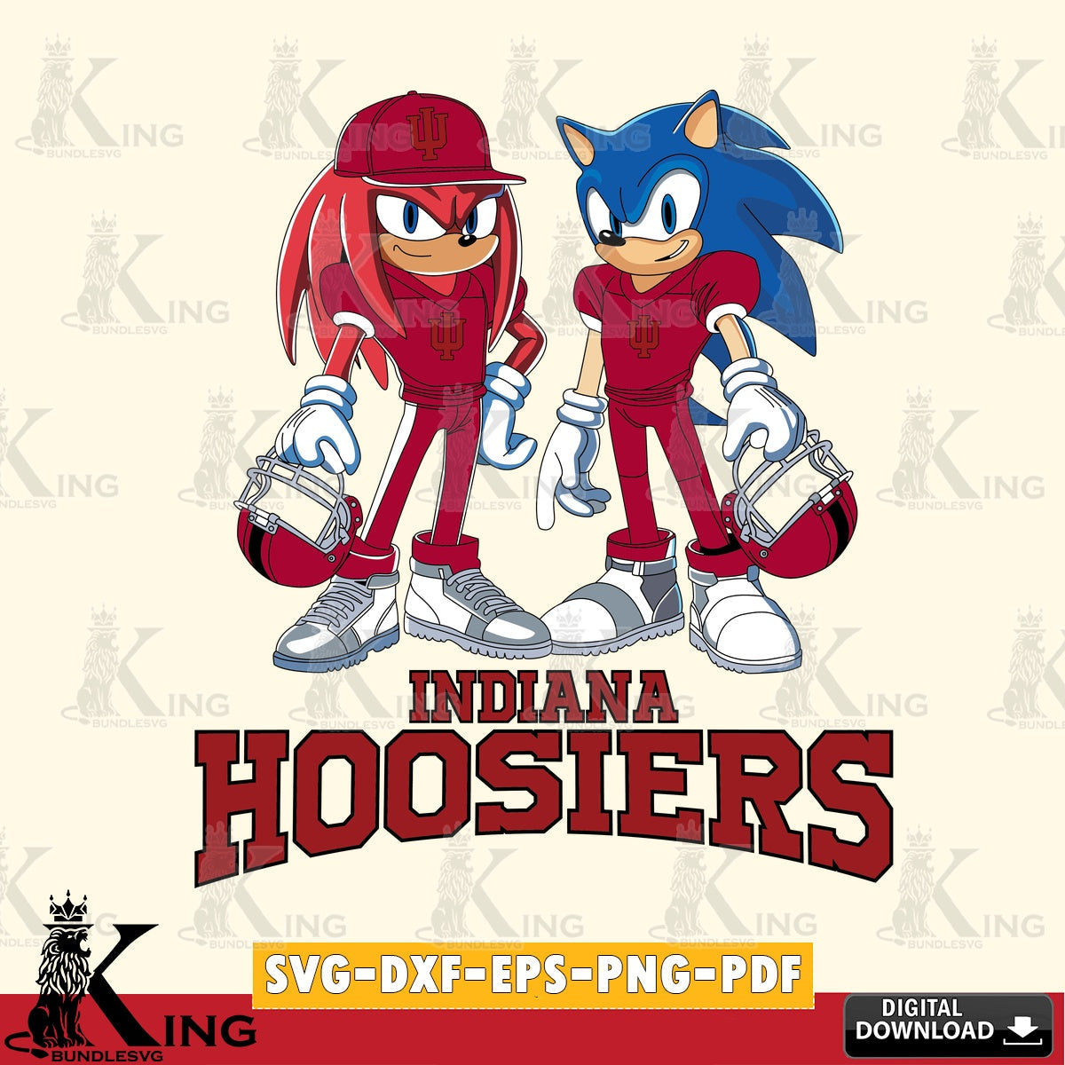 Indiana Hoosiers Sonic And Knuckles Player Football SVG file, Vector , Digital Download , PDF File , Instant Download