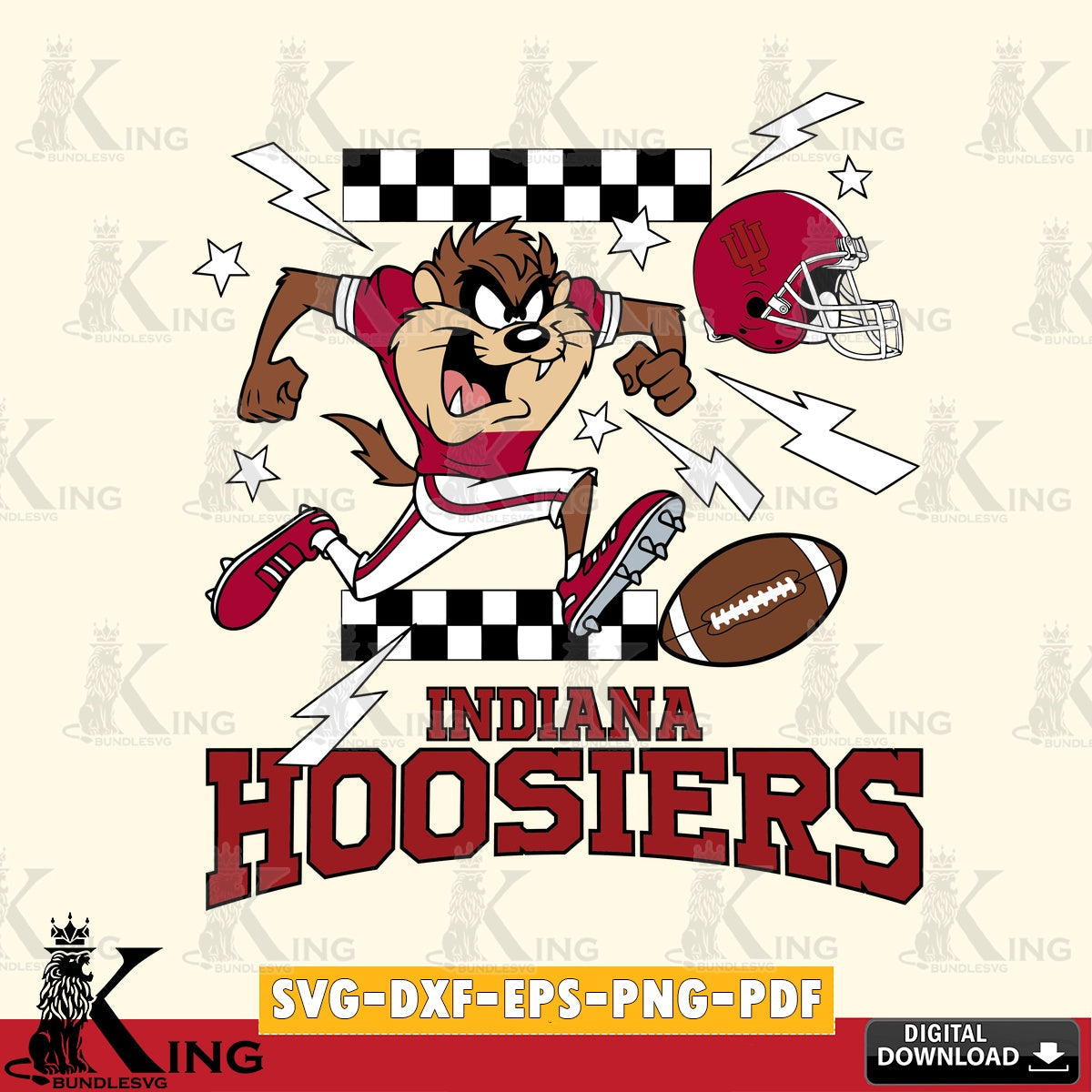 Indiana Hoosiers Taz Football Lightning SVG file, Cut file  , Digital Download , Instant Download, Taz svg, NCAA svg