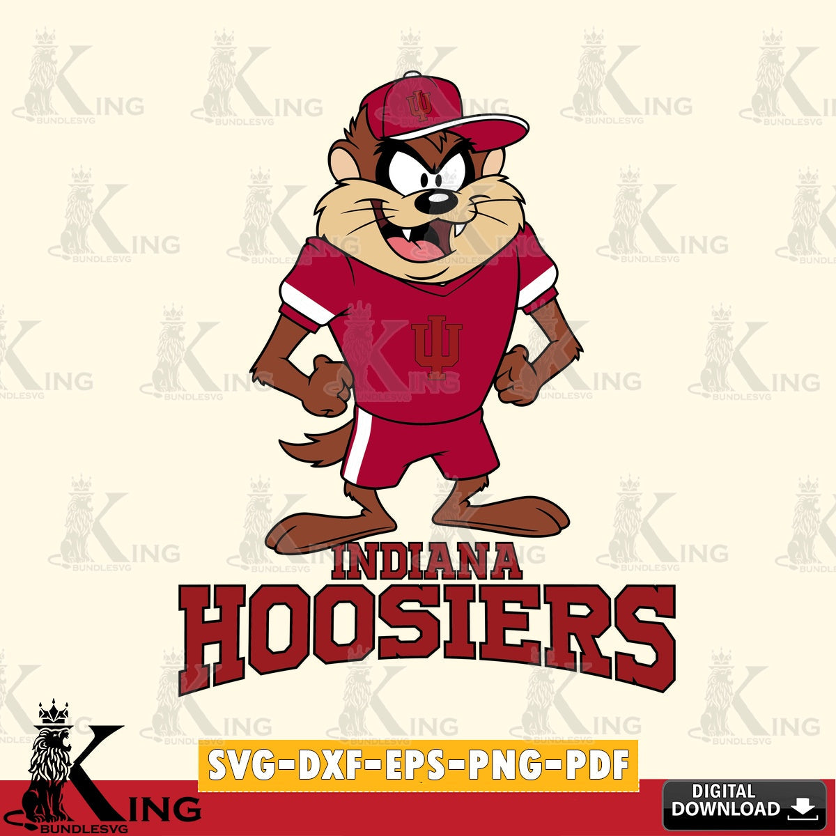 Indiana Hoosiers Taz Standing Pose SVG file, Cut file  , Digital Download , Instant Download, Taz svg, NCAA svg