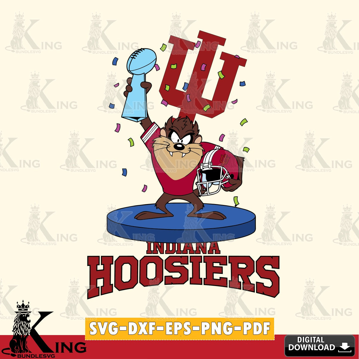 Indiana Hoosiers Taz Trophy Podium SVG file, Cut file  , Digital Download , Instant Download, Taz svg, NCAA svg