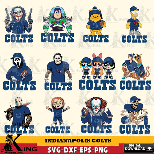 Complete bundle for Indianapolis Colts cartoon football NFL digital file for silhouette cameo and cricut projects