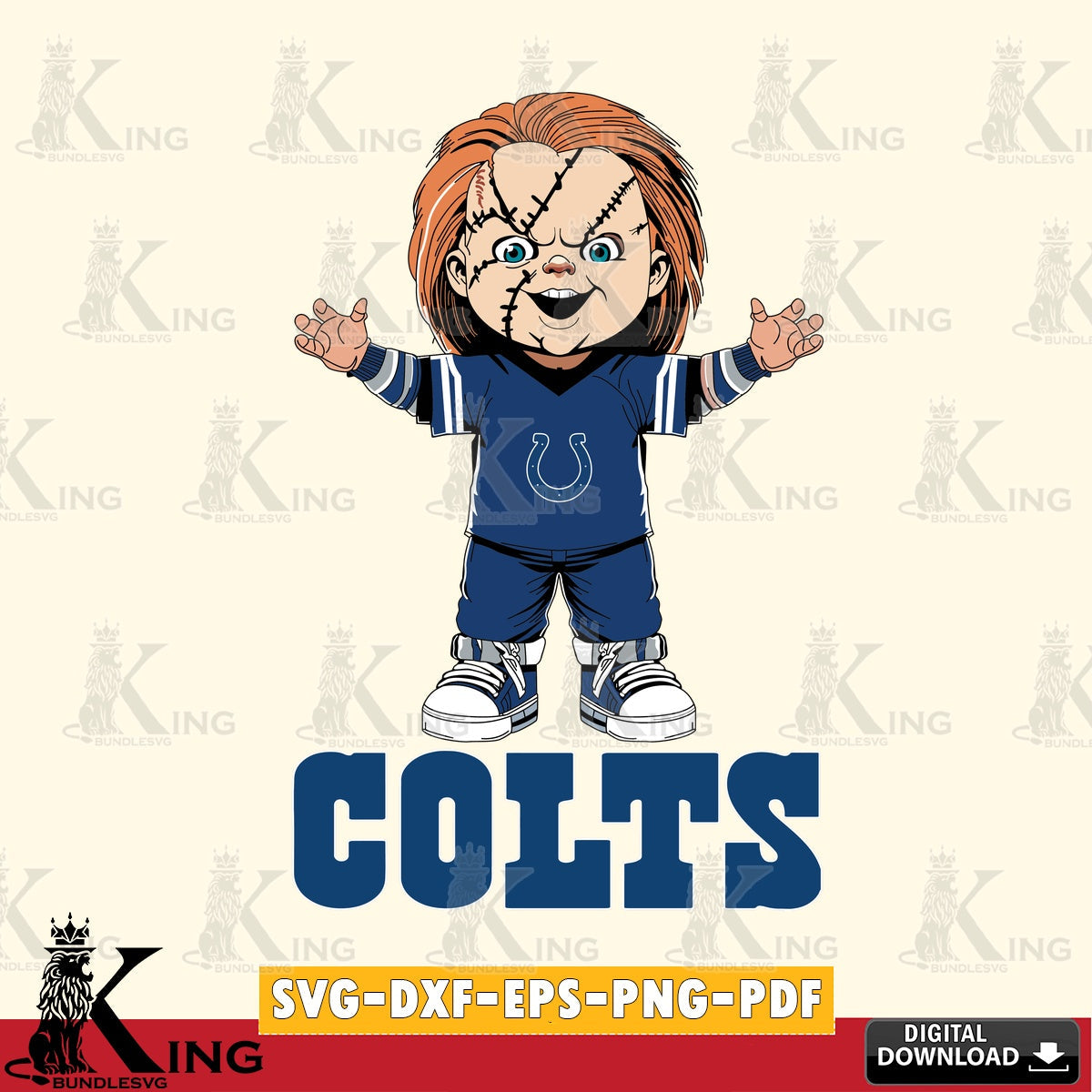Eye-catching graphic of an Indianapolis Colts Chucky Football, vector art for engraving, cutting, and printing.