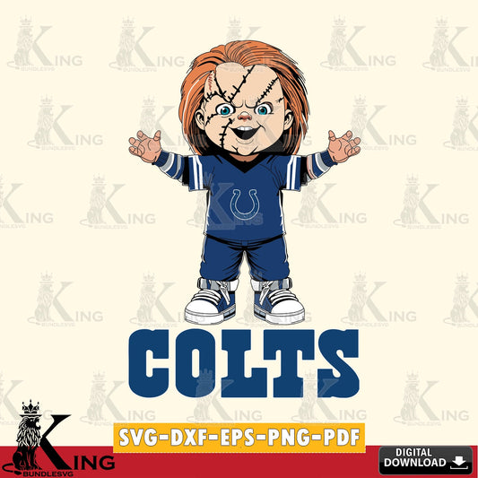 Eye-catching graphic of an Indianapolis Colts Chucky Football, vector art for engraving, cutting, and printing.