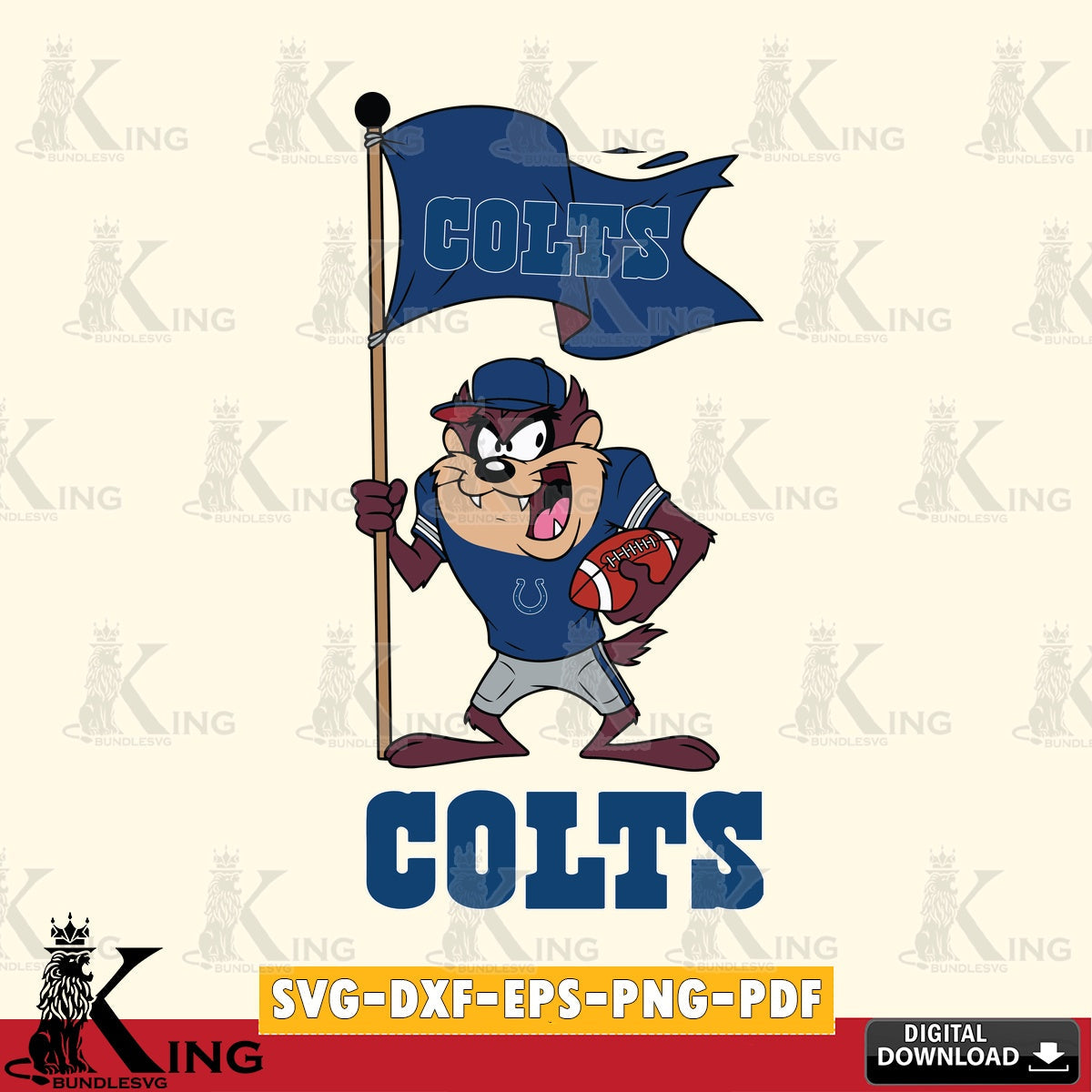 Indianapolis Colts Football Taz Flag Art Cut file  , Digital Download , Instant Download, Looney Tunes svg, Football svg