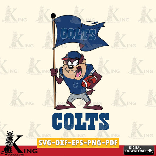 Indianapolis Colts Football Taz Flag Art Cut file  , Digital Download , Instant Download, Looney Tunes svg, Football svg