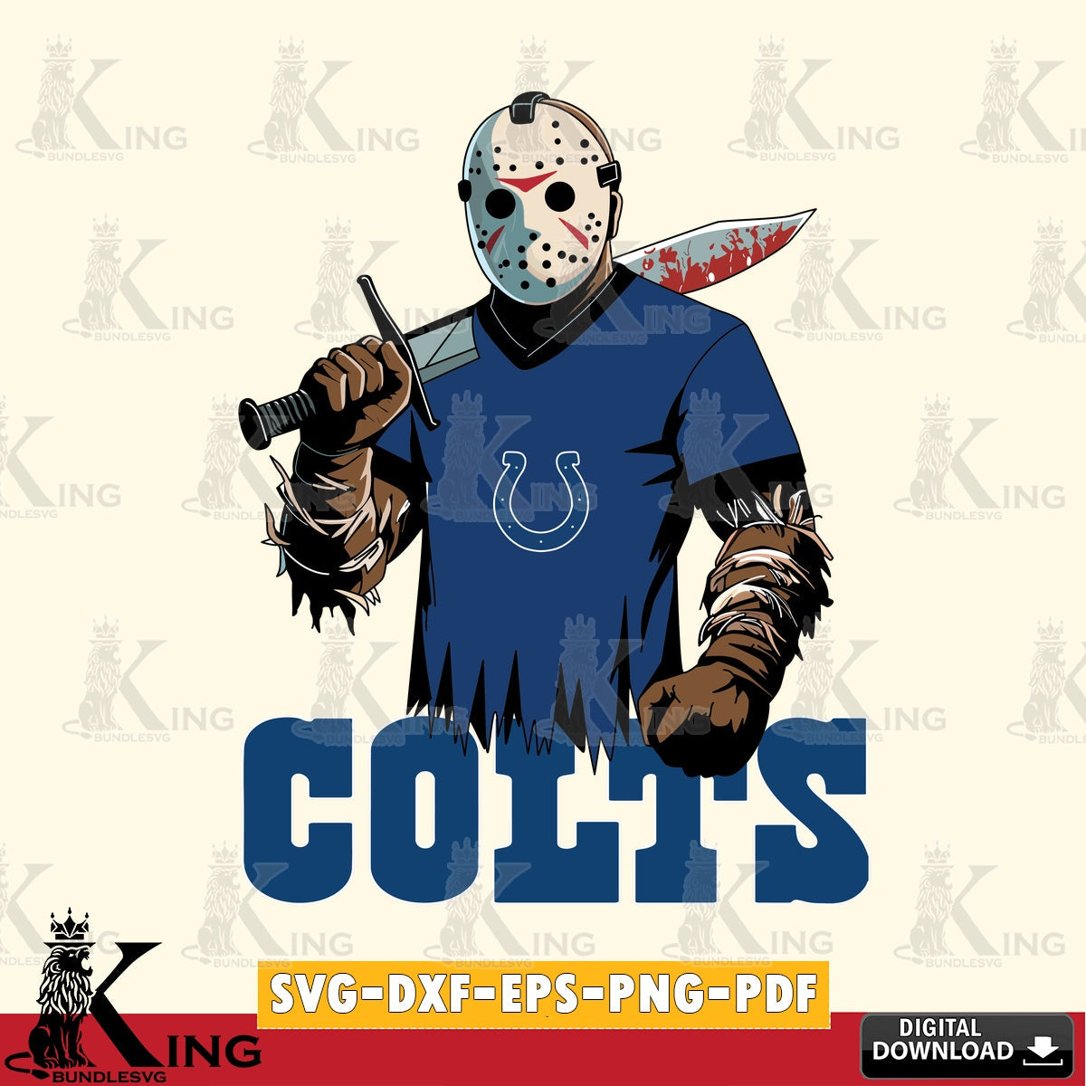 Vector design showing Indianapolis Colts Jason Voorhees Football, SVG cut file for personalized gifts and laser projects