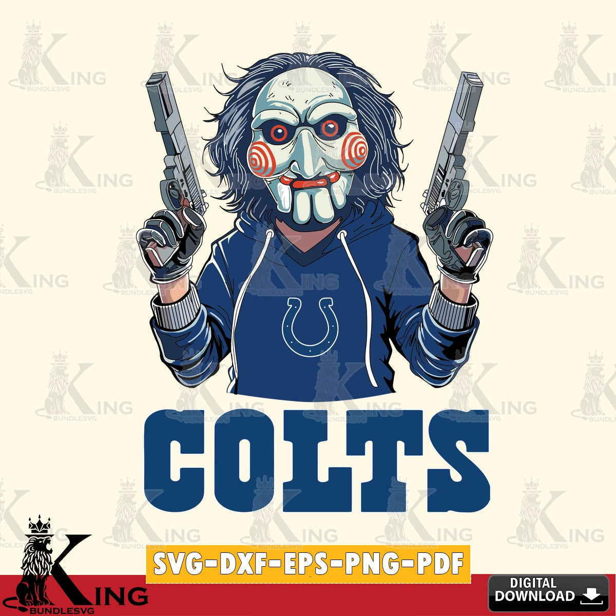 Detailed illustration of Indianapolis Colts Jigsaw Billy Football, a digital download for Cricut Maker and paper crafts