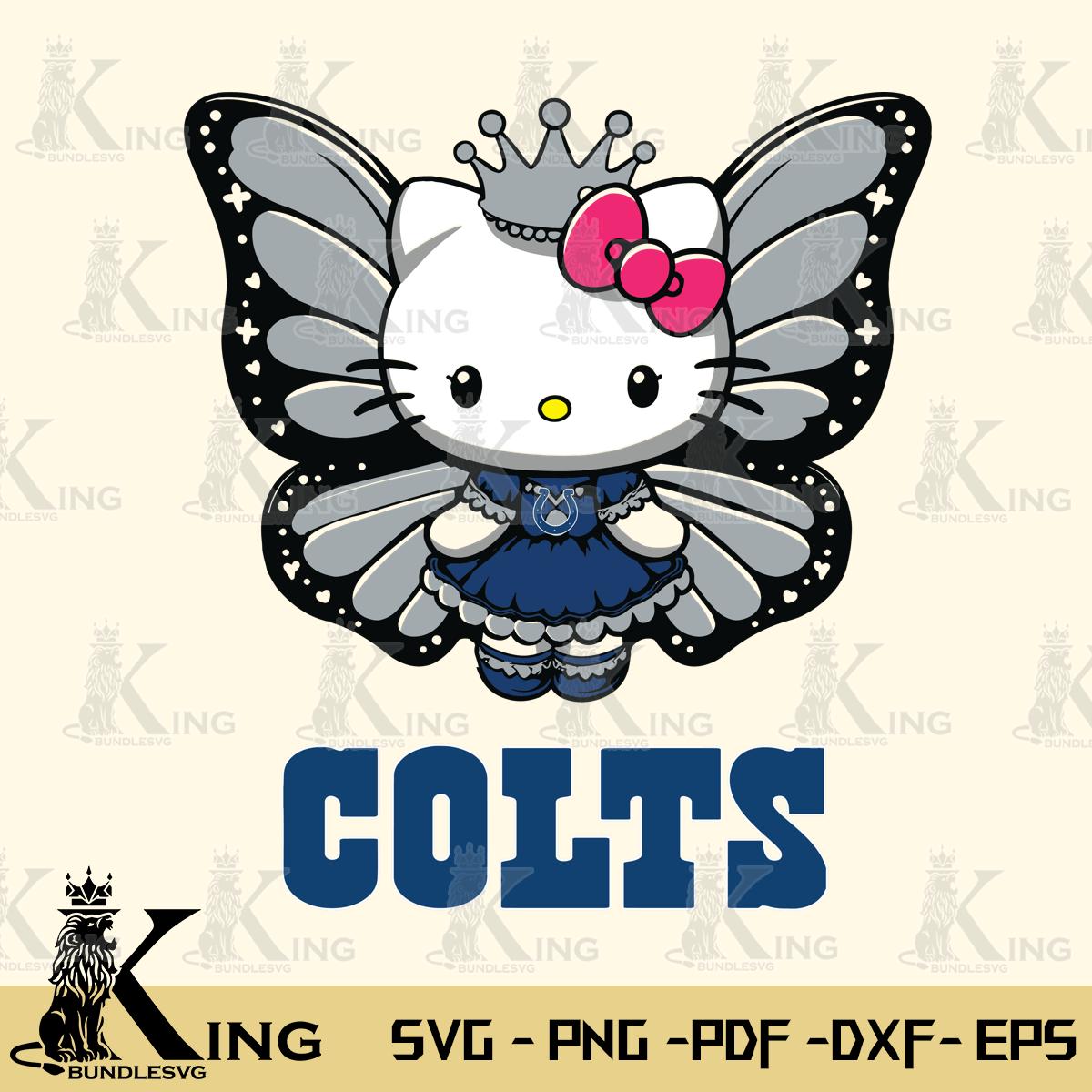 Indianapolis Colts Kitty Wings & Flowers Svg Eps Dxf Png File, Digital Download