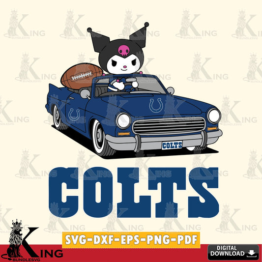 Indianapolis Colts Kuromi Car Football Game SVG file, Cricut, Cut file  , Digital Download , Instant Download, Sanrio svg, Clipart