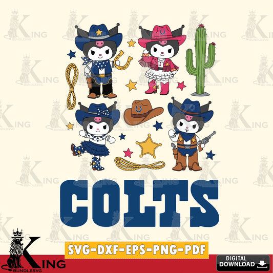 Indianapolis Colts Kuromi Cowboy Western SVG file, Cricut, Cut file  , Digital Download , Instant Download, Sanrio svg, Clipart