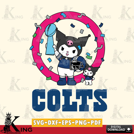 Indianapolis Colts Kuromi Football Champion SVG file, Cricut, Cut file  , Digital Download , Instant Download, Sanrio svg, Clipart
