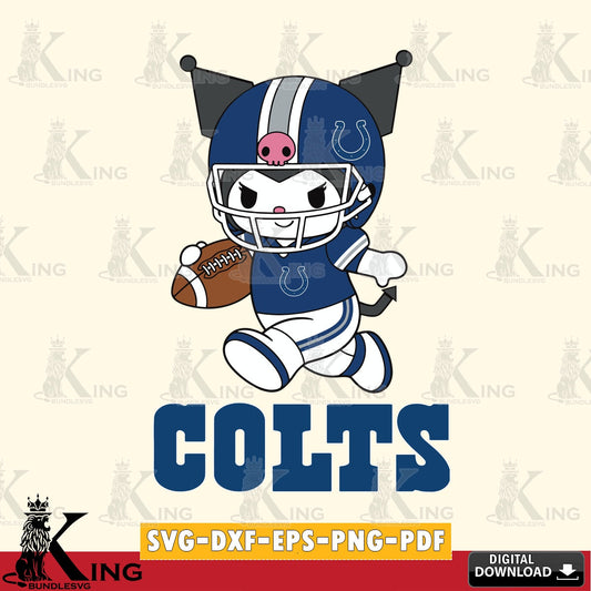 Indianapolis Colts Kuromi Football Run SVG file, Cricut, Cut file  , Digital Download , Instant Download, Sanrio svg, Clipart