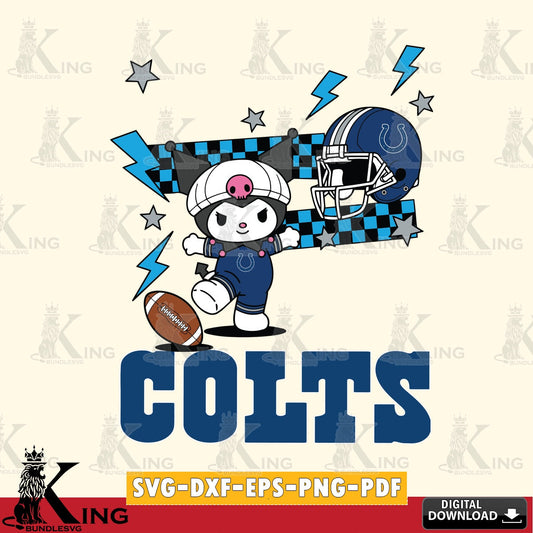 Indianapolis Colts Kuromi Game Day SVG file, Cricut, Cut file  , Digital Download , Instant Download, Sanrio svg, Clipart
