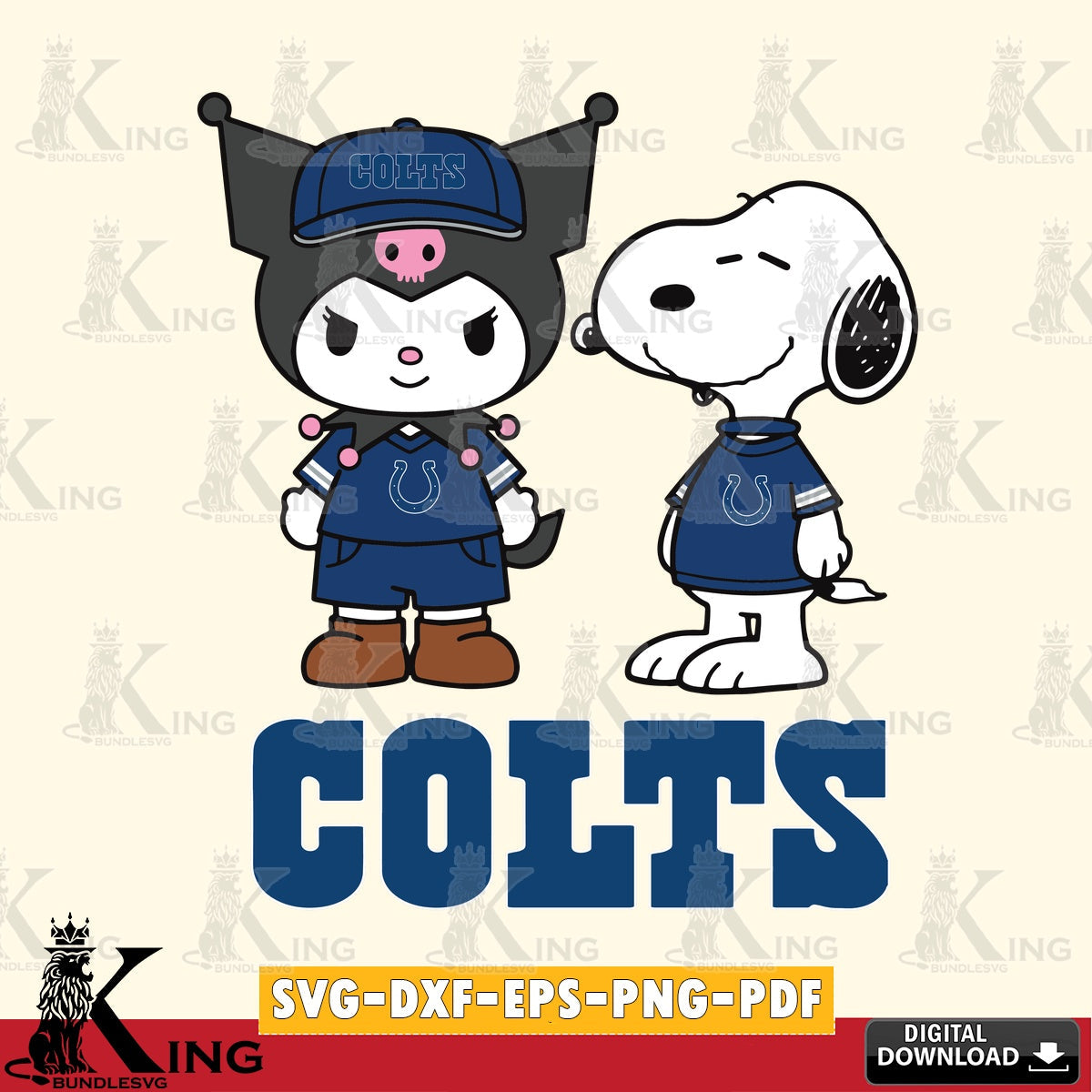 Indianapolis Colts Kuromi Snoopy Football SVG file, Cricut, Cut file  , Digital Download , Instant Download, Sanrio svg, Clipart