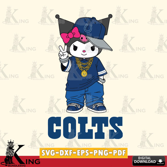 Indianapolis Colts Kuromi Streetwear Style SVG file, Cricut, Cut file  , Digital Download , Instant Download, Sanrio svg, Clipart