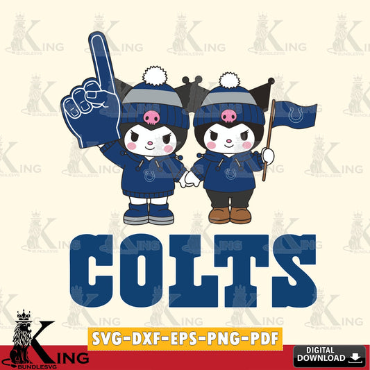 Indianapolis Colts Kuromi rugby Fan SVG file, Cricut, Cut file  , Digital Download , Instant Download, Sanrio svg, Clipart