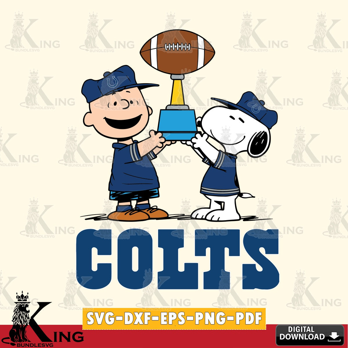 Indianapolis Colts Peanuts Football Trophy Cricut file , Cut file  , Digital Download , PDF File , Instant Download