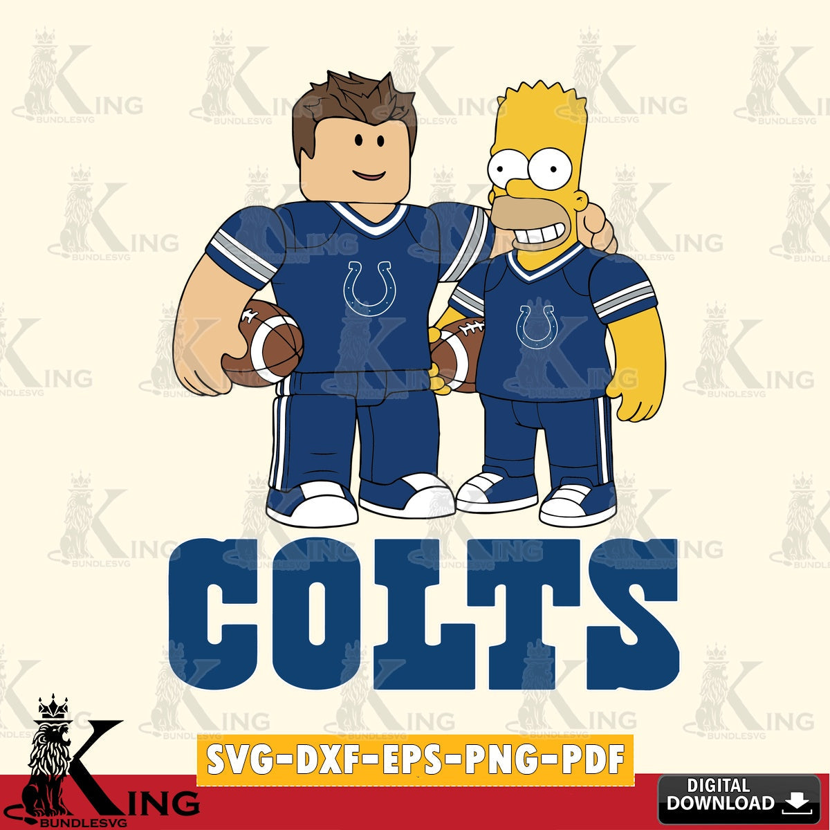 Indianapolis Colts Roblox & Homer Simpson Football SVG file , Cricut, NFL  File cut , Digital Download , PDF File
