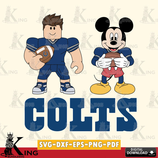 Detailed illustration of Indianapolis Colts Roblox & Mickey Football, digital clipart compatible with laser engraving and cutting