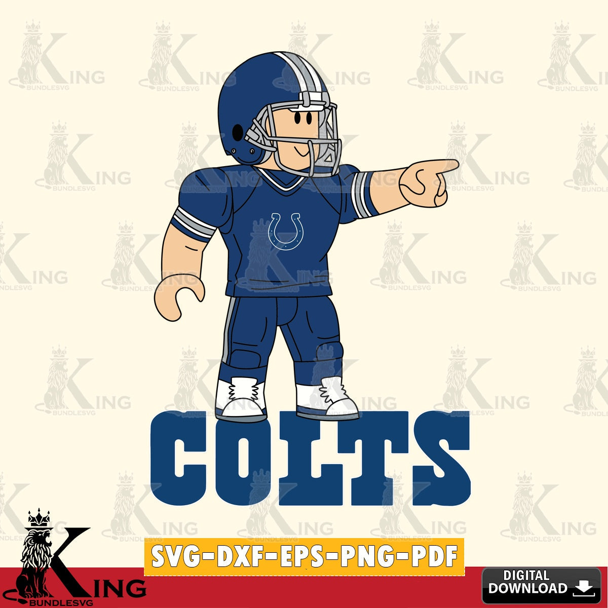 Stylish representation of Indianapolis Colts Roblox Player Football, a printable vector design for sublimation and crafts
