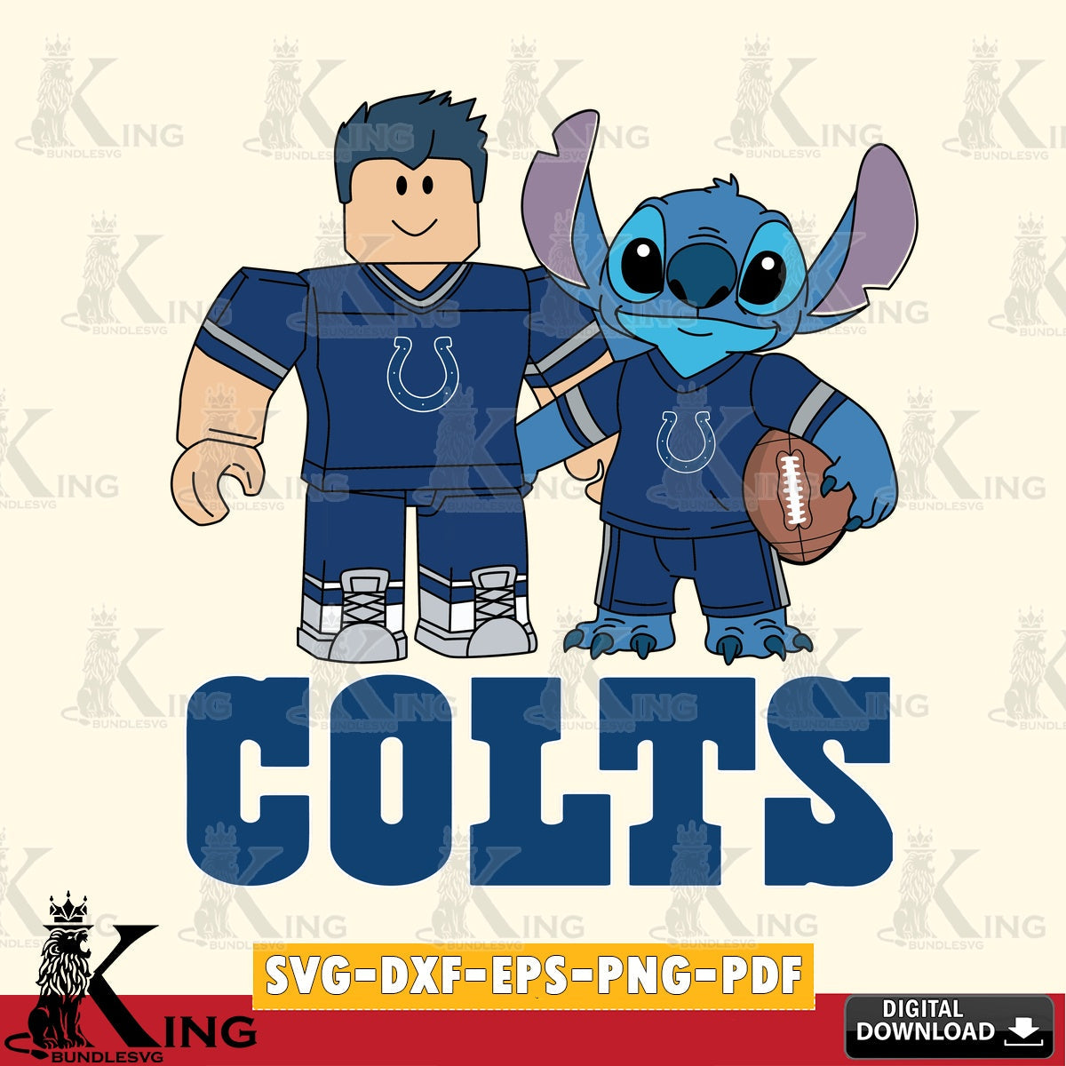 Indianapolis Colts Roblox & Stitch Football SVG file , Cricut, NFL  File cut , Digital Download , PDF File