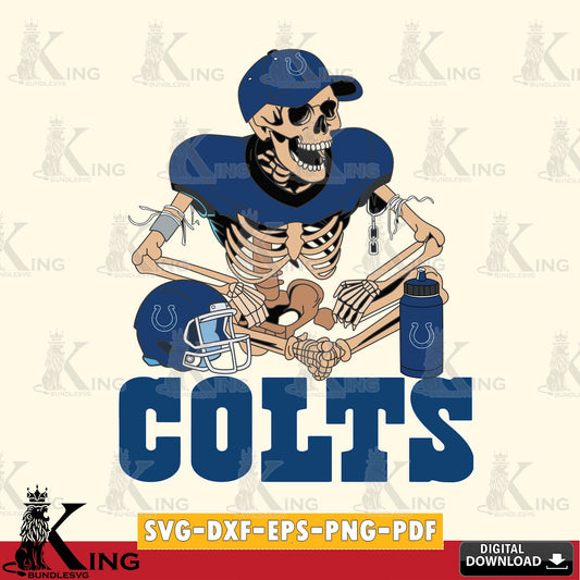 Stylish representation of an Indianapolis Colts skeleton player playing football, versatile clip art for stickers, decals, and