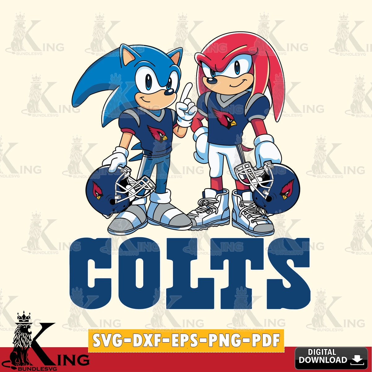 Unique artwork depicting Indianapolis Colts Sonic And Knuckles Football PNG clipart for sublimation printing and graphic design